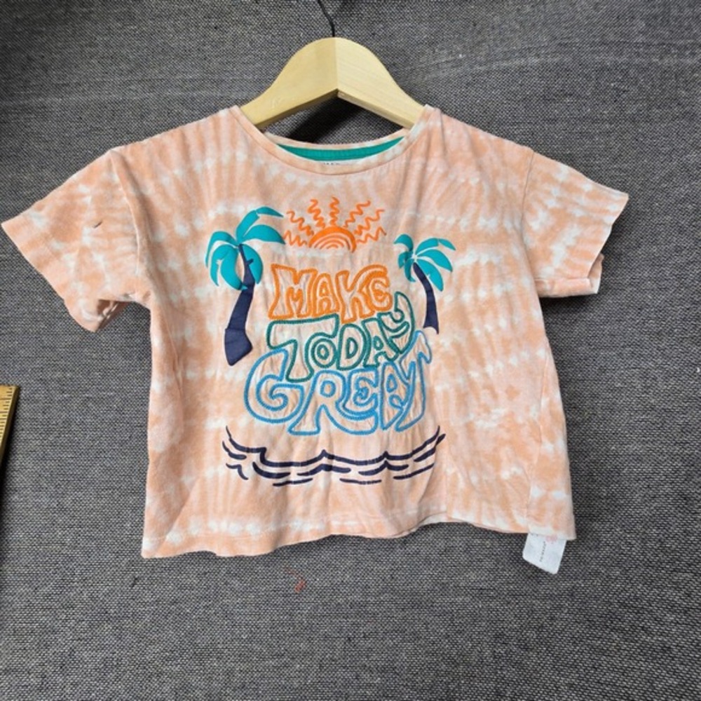 Primark Kids Peach Tie Dye Make Today Great Graphic Tee Shirt‎ Size 2-3 Years